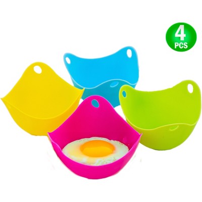 5 Star Super Deals Egg Poacher Silicone Cup 4pc Set - Microwave & Stovetop Boiler Safe Poaching Pan, Steamer, & Boiler Floating Insert Cooking Pods