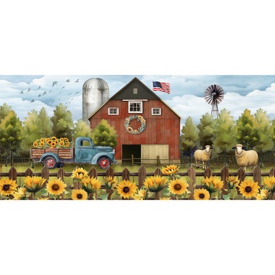 Briarwood Lane Summer Sunflower Barn Mini Mat 22x10 Indoor Outdoor For Summer Doormat