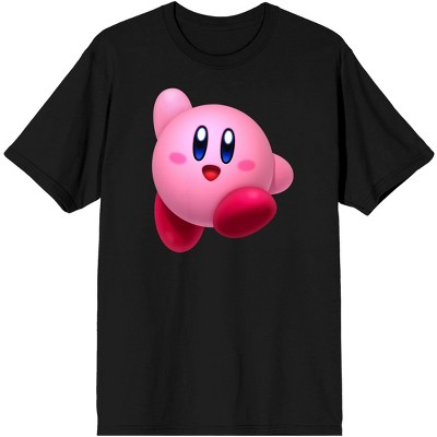 Kirby Pink Mochi Says Hi Men's Black Graphic Tee