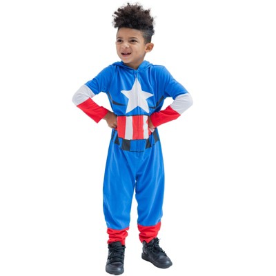 Marvel Avengers Captain America Zip Up Cosplay Coverall Little Kid