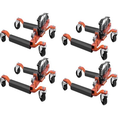 Acekool 4PCS Car Wheel Dolly Set, 1500 lbs Capacity Each, Hydraulic Tire Jack, 4" Swivel Casters, Fits 12" Tires, for Truck, RV, Trailer, Orange
