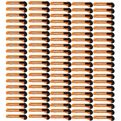 MotoProducts 100 Bulk 6" Box Cutters Neon Orange with Snap-Off Blades and Safety Locks