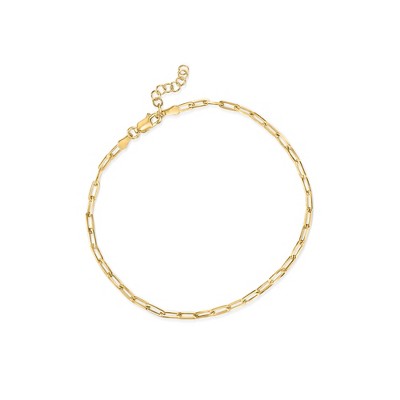 Ross-Simons Italian 18kt Gold Over Sterling Paper Clip Link Anklet Size 9