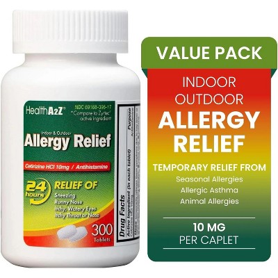 HealthA2Z –  Cetirizine 10 mg Allergy Relief – Indoor & Outdoor Allergy Relief (300 Tablets)