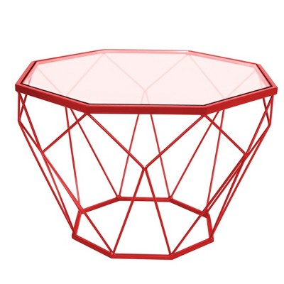 LeisureMod Malibu 23" Octagon Modern Glass Coffee Table – Sleek Geometric Base, Accent Table for Living Room, Lounge & Contemporary Spaces