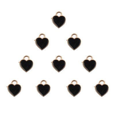 John Bead 10pcs Sweet & Petite Black Hearts, Small Simple Charms