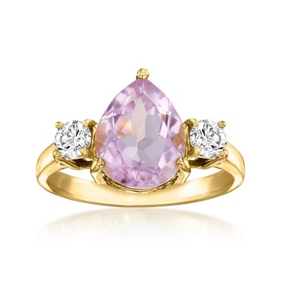 Ross-Simons 2.20 Carat Amethyst Ring With .50 ct. t.w. Lab-Grown Diamonds in 18kt Gold Over Sterling