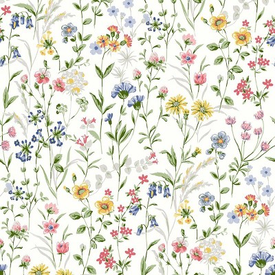 NextWall Wildflowers Peel and Stick Wallpaper: Removable Vinyl, Self-Adhesive, Botanical Floral, Smooth Finish, 30.75 Sq Ft Coverage