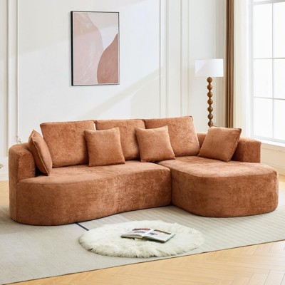 106" Curved Sofa Oversized Modular Sectional Sofa with Throw Pillows Modern Luxury L-Shaped Curved Couches for Living Room