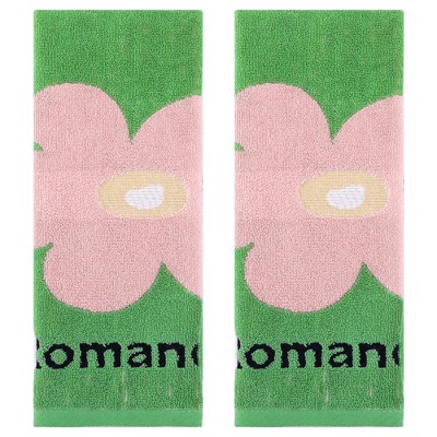 REGALWOVEN Soft Absorbent Cute Floral Pattern Cotton Decorative Hand Towel 13 x 30 Inch