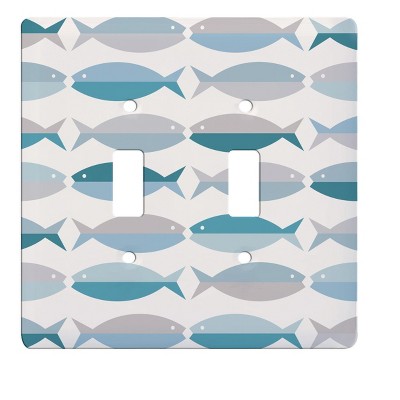 RightSide Designs Seaglass Fish Pattern Double Toggle Switchplate