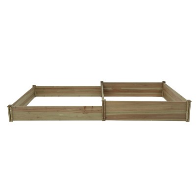 LuxenHome All Wood Two Sections Outdoor Raised Garden Bed Brown
