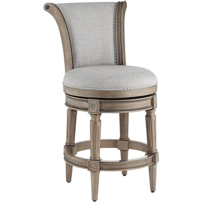 55 Downing Street Oliver 26" High Ash Gray and Oak Traditional Swivel Counter Stool