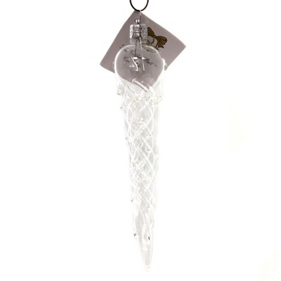 Golden Bell Collection 6.0 Inch Icicle W/ Ice Drops Christmas Tree Ornament , Christmas Decor Ornament Clear Frozen (1PC)