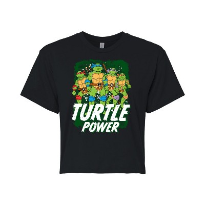 Women's - Teenage Mutant Ninja Turtles - Turtle Power Cropped Graphic T-Shirt