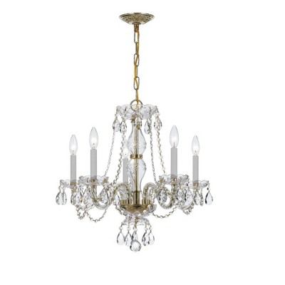 Crystorama Lighting Traditional Crystal 5 - Light Chandelier in  Polished Brass