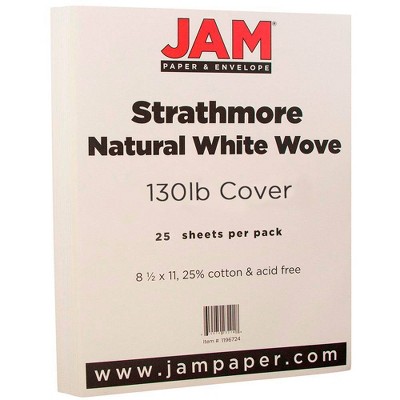 JAM Paper Extra Heavy Weight 130lb Cardstock - 8.5 x 11 - Natural White Wove Strathmore - 25 Sheets: Uncoated, Unbound, 100 Sheets