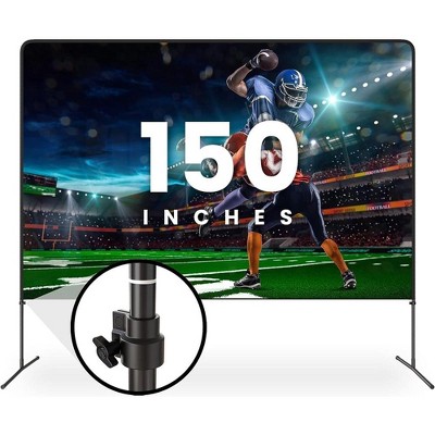 KHOMO GEAR 150" Projector Screen with Stand & Carry Bag – Adjustable Height for Indoor/Outdoor Home & Office Use