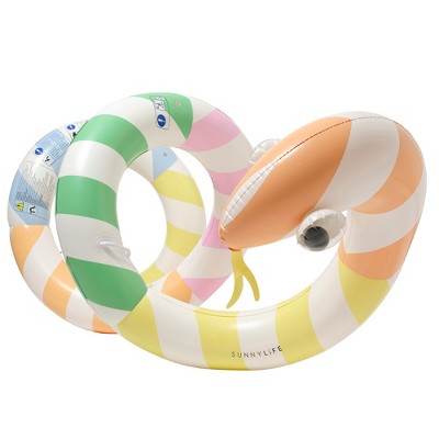 Sunnylife Giant Inflatable Noodle, Poolside Sorbet Stripe, 96" Snake Tube