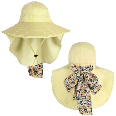 Tirrinia Women's Wide Brim Sun Hat with Floral Scarf, Foldable UV 50+ Protection Sun Cap for Outdoor Garden Beach Hiking Travel, Summer Essentials