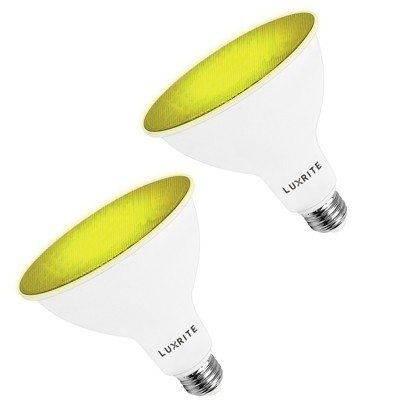 Luxrite LED PAR38 Flood Yellow Light Bulb, 8W=45W Equivalent, Damp Rated, UL Listed, E26 Base, Indoor Outdoor, Decoration, Home Lighting 2 Pack