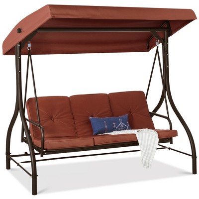 Best Choice Products 3-Seat Outdoor Converting Canopy Swing Glider Patio Hammock w/ Removable Cushions
