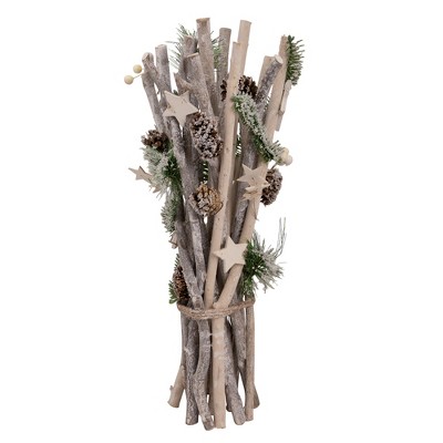 Northlight 18" Natural Branch Bundle with Stars and Berries Christmas Decor