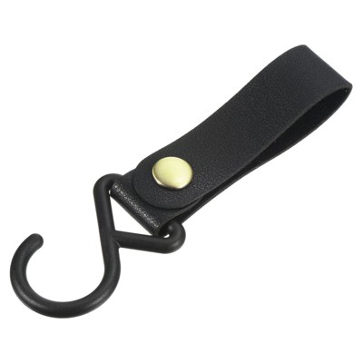 Unique Bargains PU Leather Strap Outdoor Camping Plastic S Shelf Hooks and Hangers
