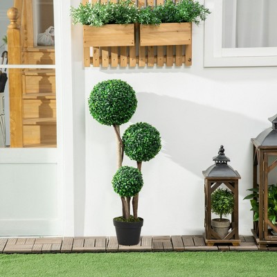 Wooakway 35.5"H 3-Ball Boxwood Artificial Tree Artificial Topiary Artificial Plant with Pot for Indoor/Outdoor D¨¦cor