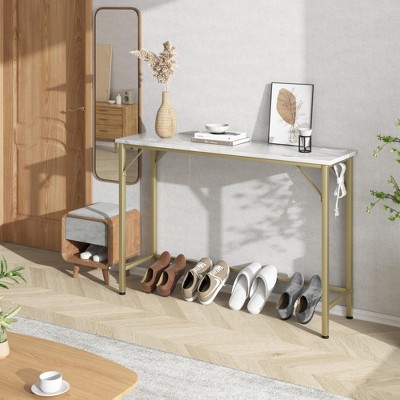 GustoWave 39" Narrow Console Table, Sofa Table Behind Couch Table with Metal & MDF, Industrial Hallway Table for Entryway