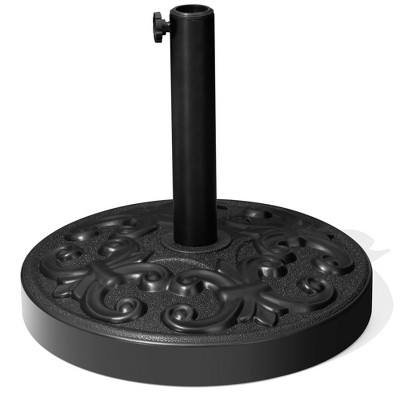 Crestlive Products Patio Umbrella Base Heavy Duty Round Cement Umbrella Stand for Outdoor, Deck, Lawn, Garden, Flower Decorative Pattern