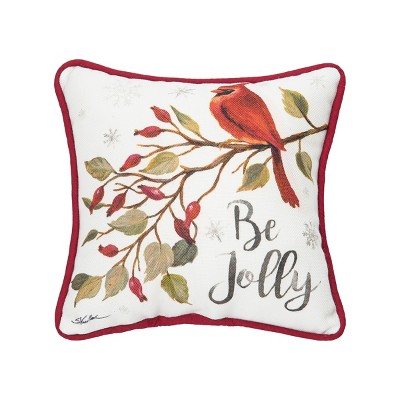 C&F Home Be Jolly Cardinal Small Petite Size Printed Christmas Small Petite Size Accent Throw Pillow, 8" x 8"
