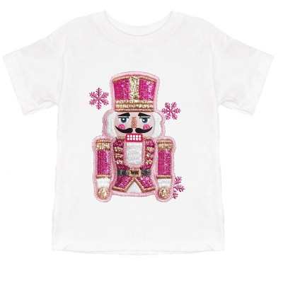 Pink Snowflake Nutcracker Patchwork Print - Youth Short Sleeve Graphic T-Shirt and Toddler Short Sleeve Graphic T-Shirt