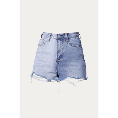 Women's TWO-TONE COLORBLOCKED DENIM SHORT - DESSIN STUDIO