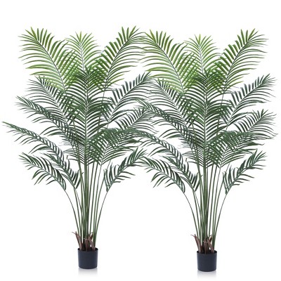 Dr.Planzen Artificial Palm in Pot Set, 5.5FT Faux Green Palm Plant, Fake Palm Tree for Home Decor (Set of 2)