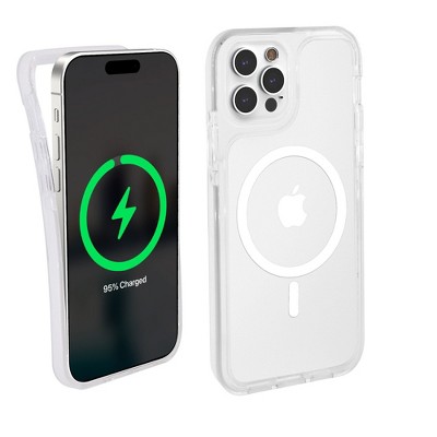 iHome Velo Magnetic Phone Case for iPhone 15 Pro Max, White/Clear