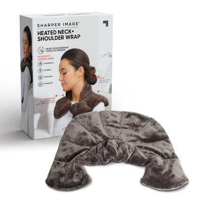 Heated Neck and Shoulder Wrap: Sharper Image Gray Polyester Manual Heat Therapy Massage Body Massager