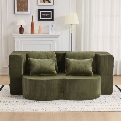 NicBex Modern Convertible Folding Sofa Futon Couch with Pillows,High-Density Foam Sleeper Sofa Couch for Living Room,Apartment