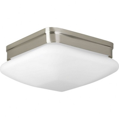 Progress Lighting, Appeal Collection, 2-Light Flush Mount, Brushed Nickel, Square Etched Opal Glass