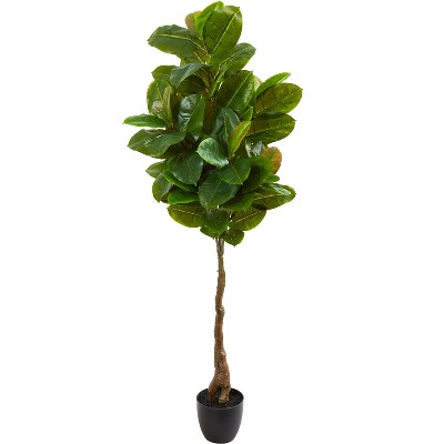 Nearly Natural 65-in Rubber Leaf Artificial Tree (Real Touch)