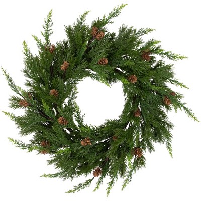 Northlight Real Touch™️ Cypress and Pinecone Artificial Christmas Wreath  - 24" - Unlit