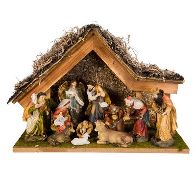 Kurt Adler 12" Nativity Set With Stable, 11-Piece Set
