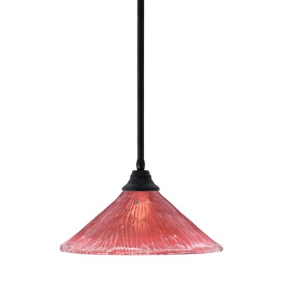 Toltec Lighting Any 1 - Light Pendant in  Matte Black with 16" Raspberry Crystal Shade