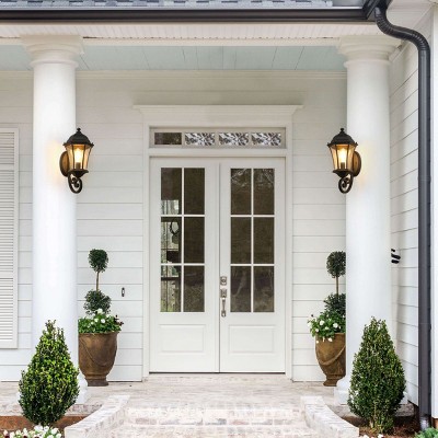 Aluminum Light Fixtures LED Outdoor Wall Lights Light That Comes On Automatically At Night Waterproof Vintage Glass Sconce-The Pop Home