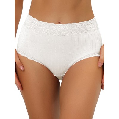 Allegra K Women's High Waist Tummy Control Comfortable Lace Trim Ribbed Briefs
