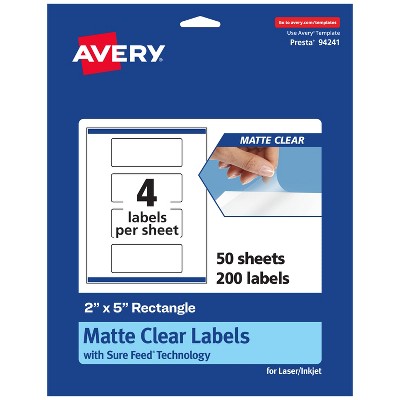 Avery Matte Clear Labels,  2" x 5" Rectangle