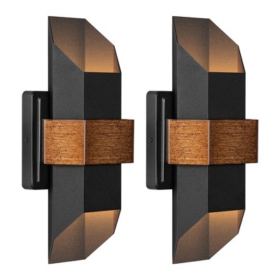 LamQee Geometric Wall Sconce Set of 2, Modern Lamp Sconces Wall Lighting Up and Down Porch Lights