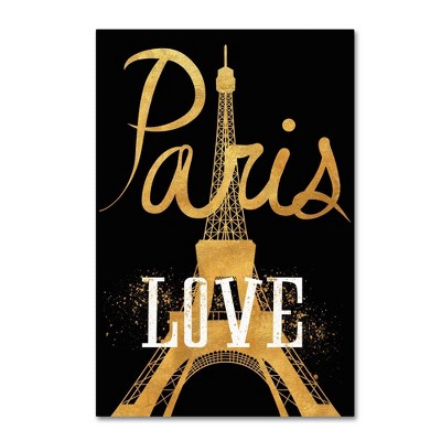 Lisa Powell Braun Paris Love Unframed Wall Canvas - Trademark Fine Art