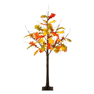 Nearly Natural 4-ft Pre-Lit Autumn Maple Artificial Fall Tree with Pinecones, Acorns and 60 Warm White LED Lights