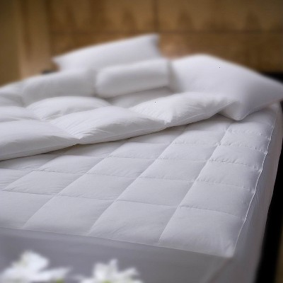 Down Alternative Quilted Mattress Pad - 100% Cotton Shell - 8” Box Quilting - 18" Skirt